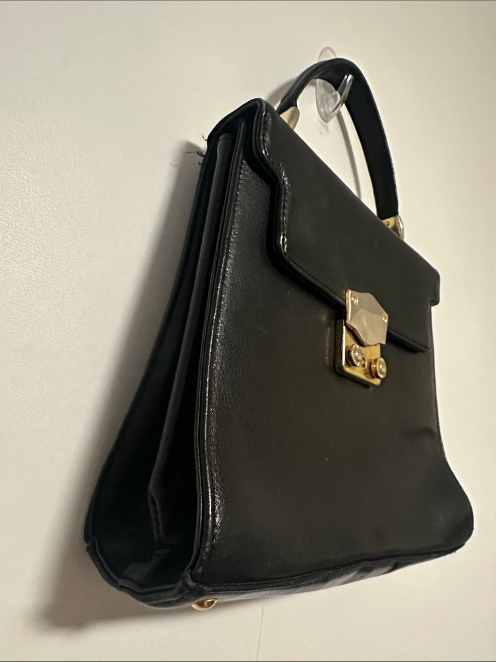 Vintage Suzy Smith Classic Black Leather Top-Handle Bag - Picture 3 of 10